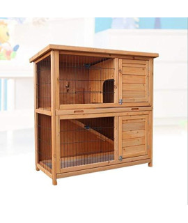 IKevan_ Natural Wood Rabbit Cage (Shipping from USA), Outdoor Wooden Rabbit Hutch Pet Cage with Run Asphalt Roof Bunny Animal House for Rabbits and Other Small Animals, 36 x 31.5 x 17.7 Inches