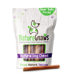 Nature gnaws Mixed Bully Sticks for Small Dogs - Premium Natural Tasty Beef Bones - Simple Long Lasting Dog chew Treats - Rawhide Free - 6 Inch