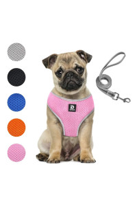 Puppy Harness And Leash Set - Dog Vest Harness For Small Dogs Medium Dogs- Adjustable Reflective Step In Harness For Dogs - Soft Mesh Comfort Fit No Pull No Choke (M, Pink)