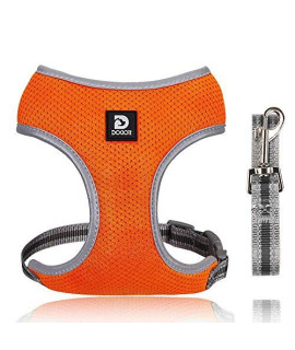 Puppy Harness And Leash Set - Dog Vest Harness For Small Dogs Medium Dogs- Adjustable Reflective Step In Harness For Dogs - Soft Mesh Comfort Fit No Pull No Choke (L, Orange)