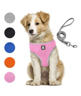 Puppy Harness And Leash Set - Dog Vest Harness For Small Dogs Medium Dogs- Adjustable Reflective Step In Harness For Dogs - Soft Mesh Comfort Fit No Pull No Choke (L, Pink)
