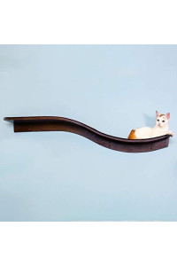 THE REFINED FELINE 60 Inch Lotus Branch Cat Shelf in Brown Mahogany with Replaceable Carpet, Playing, Climbing, & Lounging Cat Shelves And Perches For Wall, Cat Hammock Bed Furniture for Large Cats