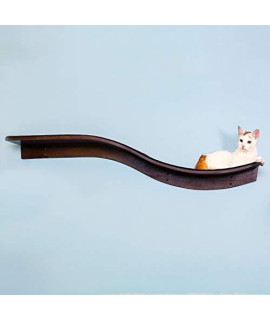 THE REFINED FELINE 60 Inch Lotus Branch Cat Shelf in Brown Mahogany with Replaceable Carpet, Playing, Climbing, & Lounging Cat Shelves And Perches For Wall, Cat Hammock Bed Furniture for Large Cats