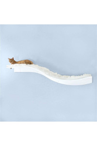 THE REFINED FELINE 60 Inch Lotus Branch Cat Shelf in White with Replaceable Carpet, Playing, Climbing, & Lounging Cat Shelves And Perches For Wall, Cat Hammock Bed Furniture for Large Cats