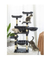 Hey-brother Multi-Level Cat Tree Condo for Large Cats, Cat Tower with Scratching Board, Padded Plush Perch and Cozy Basket Smoky Gray MPJ0025G