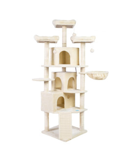 Hey-brother XL Size cat Tree, 734 inch cat Tower with 3 caves, 3 cozy Perches, Scratching Posts, Board, Activity center Stable for Kittengig cat