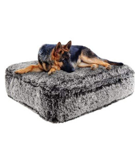 Midnight Frost Ultra Plush Faux Fur Luxury Shag Durable Sicilian Rectangle Pet Bed, 28" L X 24" W X 4" H. Ideal for Either Dogs and Cats, is Perfect and fits in Easily with Your existing Home Decor.