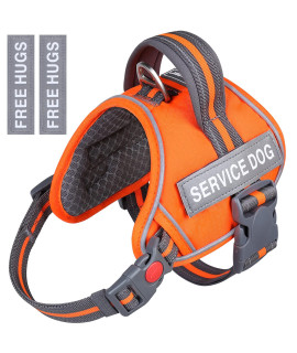 Vivaglory Service Dog Vest, No Pull Dog Vest Harness With Padded Handle And Leash Clip, Reflective Breathable Training Pet Vest With Removable Patches, Adjustable Fit For Large Breed Dogs, Orange