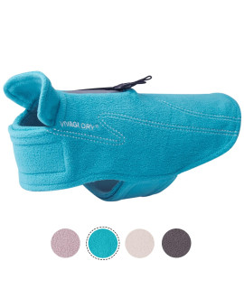 Vivaglory Dog Fleece Coat Warm Jacket With Hook And Loop Fastener, Easy To Take On And Off, Winter Vest Sweater For Small Medium Large Dogs Puppy Windproof Clothes For Cold Weather, Turquoise, L