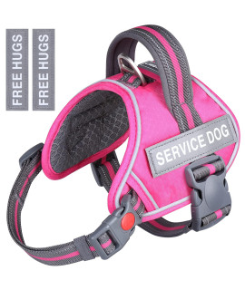 Vivaglory Service Dog Vest, No Pull Dog Vest Harness With Padded Handle And Leash Clip, Reflective Breathable Training Pet Vest With Removable Patches, Adjustable Fit For Large Breed Dogs, Pink