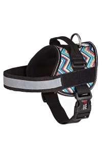 Dog Harness, Reflective No-Pull Adjustable Vest with Handle for Walking, Training, Service Breathable No - choke Harness for Small, Medium or Large Dogs Room for Patches Aztec Design 2 S 18-25