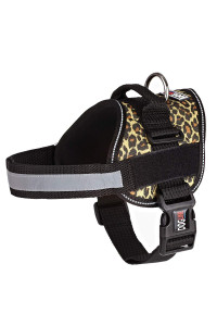 Dog Harness, Reflective No-Pull Adjustable Vest with Handle for Walking, Training, Service Breathable No - choke Harness for Small, Medium or Large Dogs Room for Patches Leopard Brown L 28-38