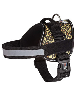 Dog Harness, Reflective No-Pull Adjustable Vest with Handle for Walking, Training, Service Breathable No - choke Harness for Small, Medium or Large Dogs Room for Patches Leopard Brown L 28-38