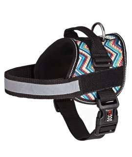 Dog Harness, Reflective No-Pull Adjustable Vest with Handle for Walking, Training, Service Breathable No - choke Harness for Small, Medium or Large Dogs Room for Patches Aztec Design 2 XS 15-19