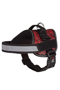 Dog Harness, Reflective No-Pull Adjustable Vest with Handle for Walking, Training, Service Breathable No - choke Harness for Small, Medium or Large Dogs Room for Patches Zebra BlackRed XL 36-46