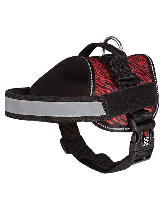 Dog Harness, Reflective No-Pull Adjustable Vest with Handle for Walking, Training, Service Breathable No - choke Harness for Small, Medium or Large Dogs Room for Patches Zebra BlackRed XL 36-46
