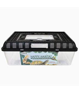 Exotic Nutrition Happy Habitat (Large) - Ventilated Enclosure & Breeder Box - for Live Feeder Insects, Reptiles, Amphibians & Other Small Pets - Durable Plastic Portable Terrarium