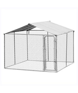 Cat and Dog Bed, 10ft x 10ft x 6ft Large Chain Link Outdoor Dog Play Pen House with Cover