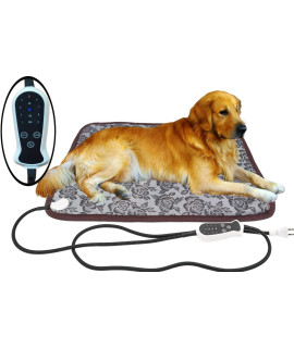 Pet Heating Pad for Large Dogs cat Heating pad Heated Dog Bed Electric Dog Heating pad with Timer Adjustable Warming Mat,chew Proof cord,Easy clean,34X21 inch