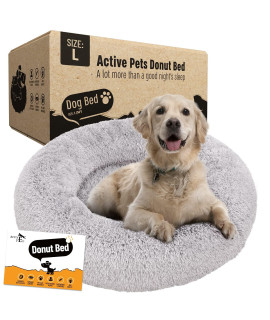 Active Pets Plush Calming Dog Bed, Donut Dog Bed for Small Dogs, Medium & Large, Anti Anxiety Dog Bed, Soft Fuzzy Calming Bed for Dogs & Cats, Comfy Cat Bed, Marshmallow Cuddler Nest Calming Pet Bed