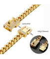 18K Gold Dog Collars Necklace with Shining Buckle, Strong Anti-chew 304L Stainless Steel Cuban Medium Large Bulldog Collar