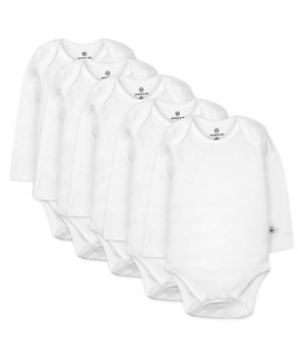 HonestBaby unisex baby 5-pack Organic cotton Long Sleeve Bodysuits and Toddler T Shirt Set, Bright White, 6-9 Months US