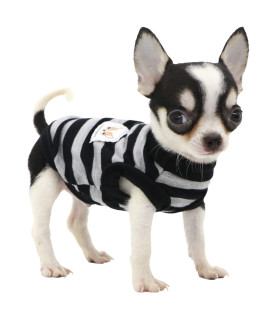 LOPHIPETS 100% Cotton Striped Dog Shirts for Small Dogs Chihuahua Puppy Clothes Tank Vest-Black and Gray Strips/XXS