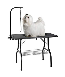 36 Inch Foldable Pet Dog Grooming Table, Professional Pet Trimming Show Non-Slip Table, with Adjustable Drying Arm/Noose, for Small Medium and Large Dogs and Other Pets, Max Capacity 220-260 LBS
