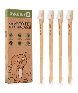 Prymal Pets Dog Toothbrush - 4-Pack Bamboo Toothbrush For Dogs Cats - Soft Bristles - Gentle Pet Toothbrush For Easy Dog Teeth Brushing Dental Care