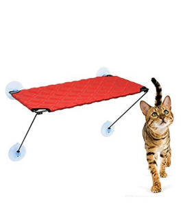 Cat Window Bed All Around 360A Sunbath And Lower Support Safety Iron Cat Wall Shelves Cat Window Bed Cat Window Seat For Indoor Cats Cat Hammock For Any Cats Lycra Pad (Color : Red)