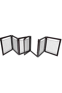 BIRDROCK HOME Indoor Dog Pet Gate with Door - 6 Panel - 30 Inch Tall - Enclosure Kennel Pet Puppy Safety Fence Pen Playpen - Durable Wooden and Wire - Folding Z Shape Free Standing (Espresso)
