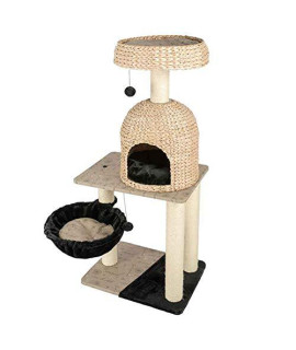 Zjhtk Natural Woven Multi-Level Cat Tree Ideal For Larger Cats - Elegant And Very Stable Cat Furniture Made Of Solid Wood With Comfortable Platforms And Sleeping Dens Fits Perfectly To Any Homec