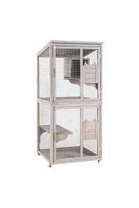 ZSQ Cat House, Pet Rabbit Hutch Chicken Coop Wooden Pet House Rabbit Bunny House Cat Chicken Coops Chicken Cages Rabbit Cage, Outdoor Run for Cats, Cat Catio Cage