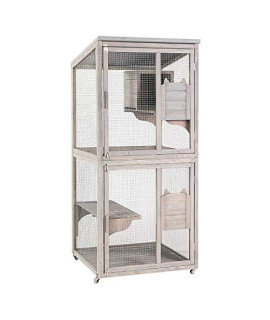 ZSQ Cat House, Pet Rabbit Hutch Chicken Coop Wooden Pet House Rabbit Bunny House Cat Chicken Coops Chicken Cages Rabbit Cage, Outdoor Run for Cats, Cat Catio Cage