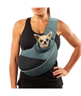 AOFOOK Dog cat Sling carrier, Adjustable Padded Shoulder Strap, with Mesh Pocket for Outdoor Travel (M - Up to 8 lbs, Black-Mesh)