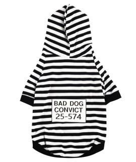Coomour Halloween Prisoner Hoodies Pet Prison Pooch Shirts Cute Cat Puppy Convict Costume Clothes For Dogs Cats (2X-Large)