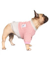Ichoue Pet Dog Crewneck Sweater Color Block Pullover Winter Warm Clothes For French Bulldog Frenchie Shiba Inu - Pink And Grey/Medium