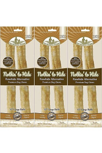 Nothing to Hide Natural Rawhide Alternative Large 10'' Rolls for Dogs - 3 Pack (6 Chews) Premium Grade Easily Digestible Chews - Great for Dental Health by Fieldcrest Farms (Peanut Butter)