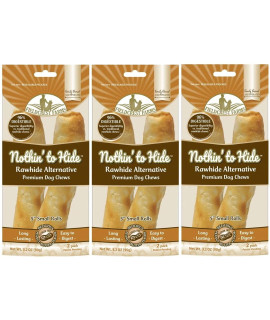 Fieldcrest Farms Nothing to Hide Natural Rawhide Alternative 5 Rolls for Dogs - 3 Pack (6 chews) Premium grade Easily Digestible chews (Peanut Butter)