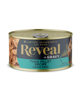 Reveal Natural Wet Cat Food, 24 Pack, Limited Ingredient, Grain Free Food for Cats, Tuna in Gravy, 2.47oz Cans