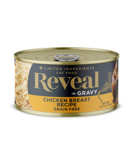 Reveal Natural Wet Cat Food, 24 Pack, Limited Ingredient Canned Wet Cat Food, Grain Free Food for Cats, Chicken Breast in Gravy, 2.47oz Cans