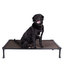 Veehoo Chew Proof Elevated Dog Bed - Cooling Raised Pet Cot - Rustless Aluminum Frame And Durable Textilene Mesh Fabric, Unique Designed No-Slip Feet For Indoor Or Outdoor Use, Brown, Large