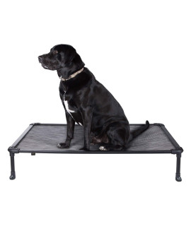 Veehoo Chew Proof Elevated Dog Bed - Cooling Raised Pet Cot - Rustless Aluminum Frame And Durable Textilene Mesh Fabric, Unique Designed No-Slip Feet For Indoor Or Outdoor Use, Black Silver, Large