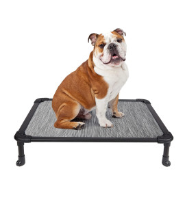 Veehoo Chew Proof Elevated Dog Bed - Cooling Raised Pet Cot - Rustless Aluminum Frame And Durable Textilene Mesh Fabric Unique Designed No-Slip Feet For Indoor Or Outdoor Use Black Silver Medium