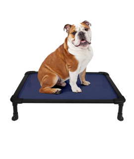 Veehoo Chew Proof Elevated Dog Bed - Cooling Raised Pet Cot - Rustless Aluminum Frame And Durable Textilene Mesh Fabric Unique Designed No-Slip Feet For Indoor Or Outdoor Use Blue Medium