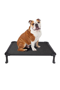 Veehoo Chew Proof Elevated Dog Bed - Cooling Raised Pet Cot - Rustless Aluminum Frame And Durable Textilene Mesh Fabric, Unique Designed No-Slip Feet For Indoor Or Outdoor Use, Black, Medium