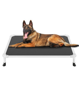 Veehoo Chew Proof Elevated Dog Bed - Cooling Raised Pet Cot - Silver Aluminum Frame And Durable Textilene Mesh Fabric Unique Designed No-Slip Feet For Indoor Or Outdoor Use Black Large