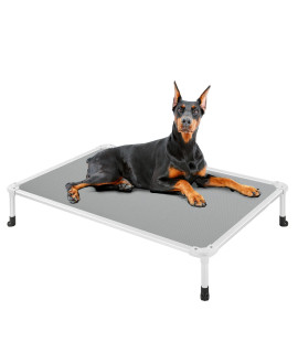 Veehoo Chew Proof Elevated Dog Bed - Cooling Raised Pet Cot - Silver Aluminum Frame And Durable Textilene Mesh Fabric Unique Designed No-Slip Feet For Indoor Or Outdoor Use Gray X Large