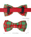 Joytale Christmas Breakaway Cat Collar with Bow Tie and Bell, Cute Plaid Patterns, 1 Pack Girl Boy Kitty Safety Collars, Red+Green Plaid