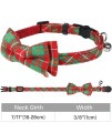 Joytale Christmas Breakaway Cat Collar with Bow Tie and Bell, Cute Plaid Patterns, 1 Pack Girl Boy Kitty Safety Collars, Red+Green Plaid
